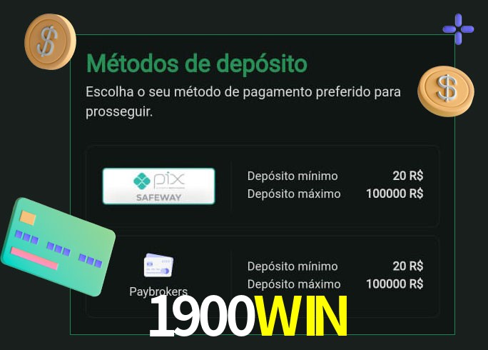 O cassino 1900WIN oferece uma grande variedade de métodos de pagamento